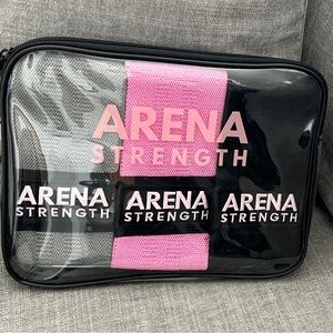 NEW ARENA STRENGTH 3-Booty Bands Gray Pink & Black Workout Guide in Carry Case